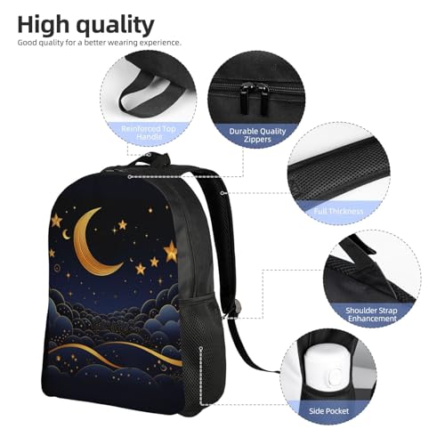 Mochila Unisex Estrellas y Luna Impermeable para Senderismo miniatura 5