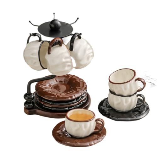 MKHJBFGIコーヒーカップ ソーサー セット 香りのよいお茶 ティーカップセット 持ち運び可能 来客をもてなす ギフト おしゃれ かわいい 陶器