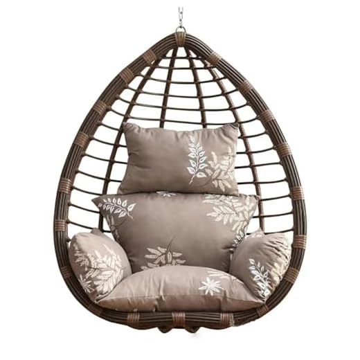 Elero Seat Cushion Washable Hanging Basket Chair Cushion Basket Egg Chair Cushion with Headrest Foldable Hanging Egg Chair Cushion ONLY Cushion