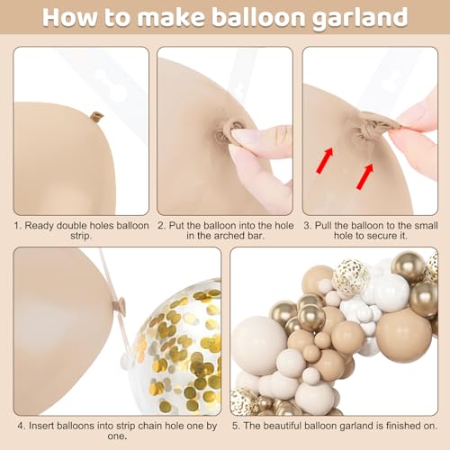 Amandir PT-143-6 153Pcs White Sand Balloon Garland Arch Kit thumb #2