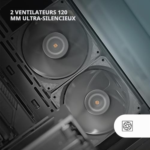 Mars Gaming MF-NCLX2, Kit 2x Ventilateurs Ultra-Silencieux 120mm, Design Pales Hybrides, Ventilateurs 2en1 avec Roulement FDB Cuivre Hyper-Équilibré, Système Connexion PWM, Pads Anti-Vibration, Noir