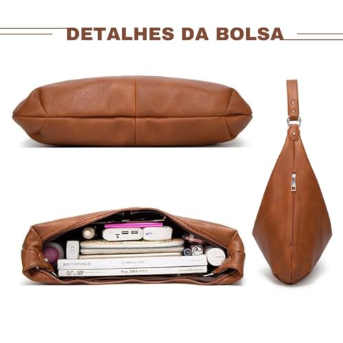 Bolsa Social Feminina Couro Pu Reforçada Elegante Trabalho Bolsa Hobo Tote