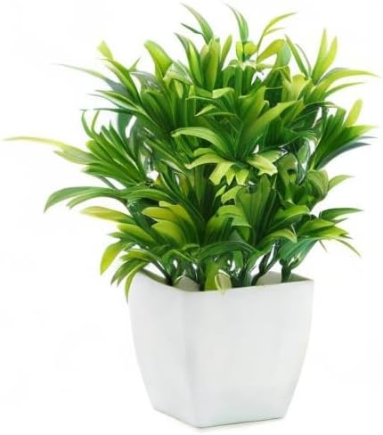 OFFIDIX Faux Plants Mini Potted Plastic Fake Green Plant Artificial Plants Aloe with White Square Pots for Home Decor (White Square Plastic Pots) - Image 8
