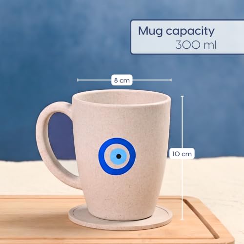 Image of Eha Earth Friendly Rakhi Gift for Brother Made with Rice Husk | Set of 1 | Rakhi Set for Brother | Printed Mug & Evil Eye Rakhi Hamper | Gift for Rakshabandhan