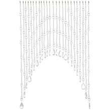 Hanging Glass Door Beads, Beaded Curtains, Valance Self-Adhesive for Doorways Crystals Stran Arched Windows, Clear Crystal Room Bead Partition Curtain Door Frame Beads for Doorways Clear