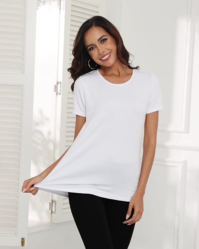 Smile Fish Women Crewneck Loose Fit Tunic Tops Short Sleeve Dressy Casual Summer Long Tee Shirts3