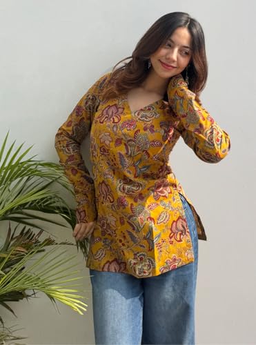 Image of ANNI Designer Cotton Short Kurti for Women | Stylish Kurti | Short Kurti Top | Casual Kurta for Women | Comfortable Cotton Kurtis for Womens