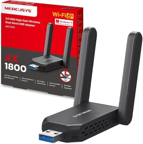 Conecta tu PC a la velocidad del Wi-Fi 6 AX1800. Disfruta de MU-MIMO y WPA3 para una conexión segura y sin interrupciones. Velocidades ultrarrápidas con USB 3.0, ideal para juegos y streaming. Instalación sencilla y compatible con Windows 10/11.