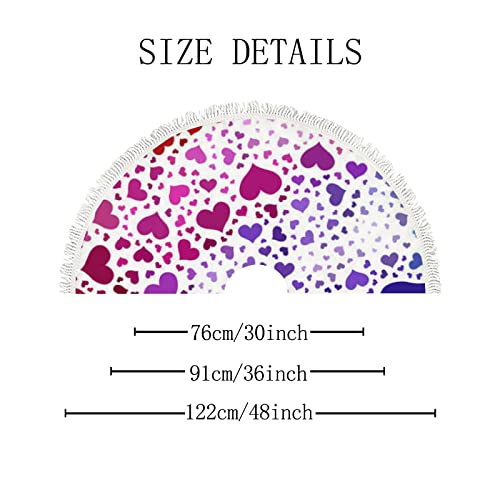 Xollar 48 Inch Large Christmas Tree Skirt Mat Geometric Colorful Hearts, Xmas Tree Decorations For Winter Party Holiday New Year With Tassels #TOP1