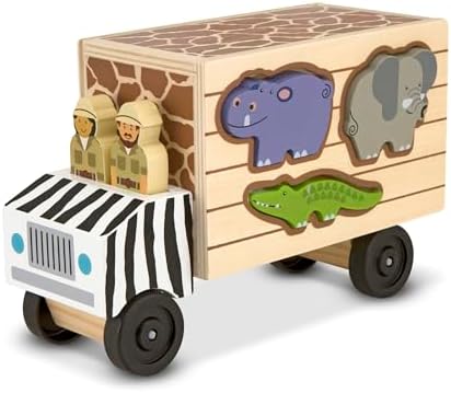 Melissa & Doug safari hayvan kurtarma kamyonu, ahşap oyuncak araçlar, gelişimsel oyuncak, 3+, erkek ve kız çocuk için hediye - Görsel 5