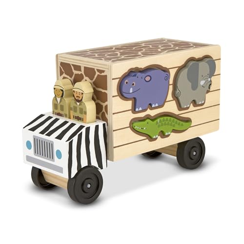 Image of Melissa & Doug Animal Rescue Shape-Sorting Truck - Wooden Toy with 7 Animals and 2 Play Figures