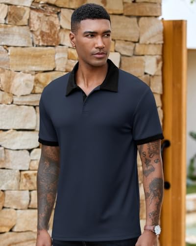 Camisetas polo para hombre, de manga corta, informales y transpirables para golf y uso diario miniatura 2