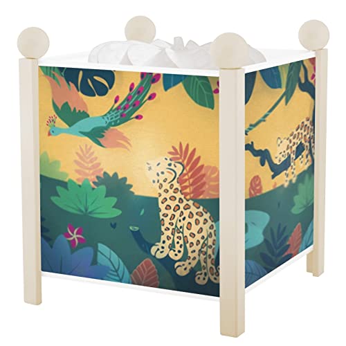 Trousselier Savane - Veilleuse - Lanterne Magique - Idéal Cadeau Enfant - Dessin Animé - Lumière Rassurante - Couleur Bois Blanc - Ampoule 12V 10W inclue - Prise Elec. EU, 4341W