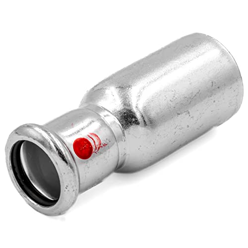 SANHA-THERM Pressfitting – Niple reducido MF 35x28 mm – Acero al carbono galvanizado – Perfil SA V M – Racor fiable – Para climatización y calefacción