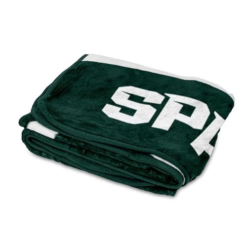 Logo Brands NCAA Michigan State Spartans Striped Raschel Throw Blanket – 50 x 60 Soft Fleece Blanket, Officially Licensed Collegiate Design, Cozy Throw for Tailgating, Game Day, & Home Décor by Logo Brands - Used condition - Image 2