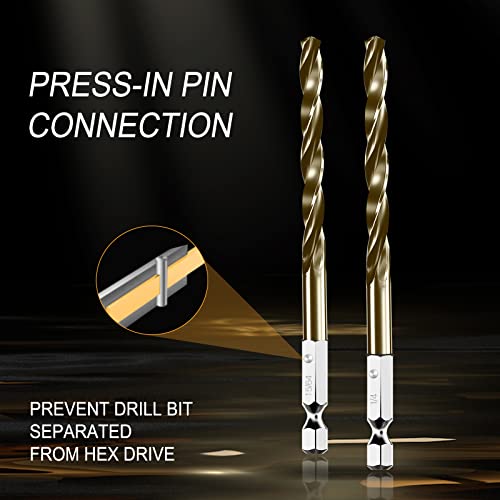 Newshark Impact Hex Shank Drill Bit Set 13 Pcs (1/16"-1/4"), M35 Cobalt Drill Bit Set, Quick Change Impact Driver Drill Bit Set For Hardened Metal, Stainless Steel, Cast Iron, Wood And Plastic #TOP4