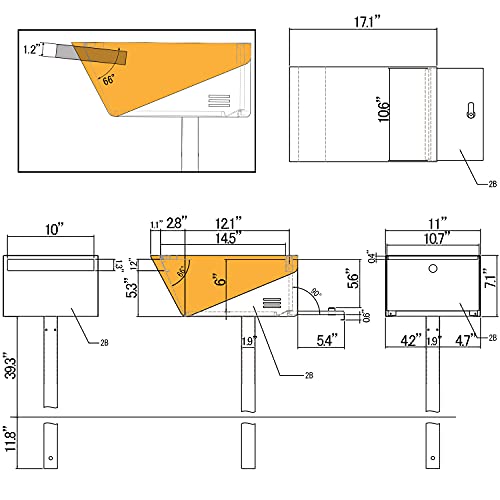 Katanabox Prime Op - Stainless Steel Post Mount Modern Design Mailbox With Lock And Key Extra Large Letterbox Rust Proof For Modern House Apartment Rural Roadside 17" X 11" X 7"(Green) #TOP5