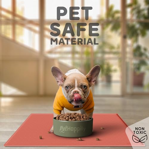image for PetHappily Dog Food Mat - Raised Edges Dogs Mat for Food and Water Pre