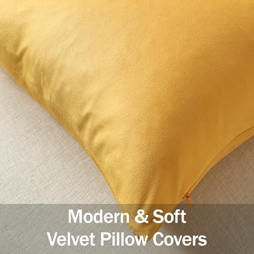 DEZENE Euro Sham Covers 26x26 Gold Yellow: Pack of 2 Cozy Soft Velvet Square Modern Luxury Decorative Throw Pillow Cases for Sofa Couch Living Room Bed Home Decor by DEZENE - Used condition - Image 2