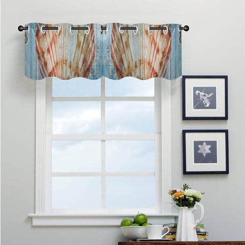 Cenefas para ventanas estampadas estilo océano retro, pack de 2 para cocina 4