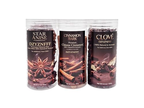 Star Anise, Cinnamon Bark & Cloves Whole Spices Set, 3-Pack Culinary Grade Kit for Cooking, Baking & Broth, Essential Kitchen Pantry Supplies