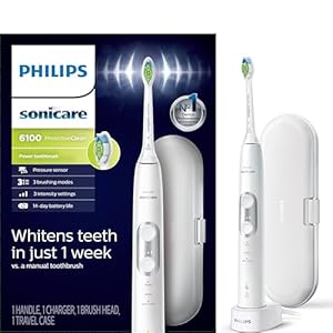 Philips Sonicare ProtectiveClean 6100 Rechargeable Electric Power Toothbrush, White, HX6877/21