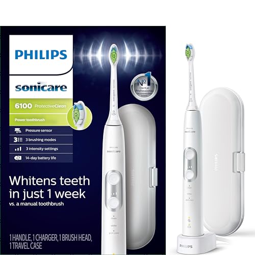 Philips Sonicare ProtectiveClean 6100 Rechargeable Electric Power Toothbrush, White, HX6877/21