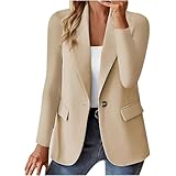Aidodmom Traje y Abrigo de Mujer Elegante Jacket Corta con Bolsillos Ceremonia Cuello Solapa Chaquetas Blazer con Botón Curvy Tamaño Abierto Delante Chaqueta Tailleur Otoño Negocios