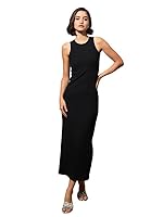 barcino Black Rib Sleeveless Bodycon Maxi Dress
