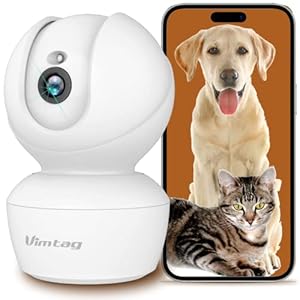 VIMTAG Indoor Camera, 2.5K/4MP HD 360° Pan/Tilt WiFi Camera for Dog/Pet/Baby/Home Security, AI Human/Sound/Motion Detection, Night Vision, 2-Way Audio, Cloud/Max 512GB TF Card Storage, Support Alexa