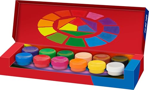 Faber-Castell 121050 - Set de gouaches, 12 gouaches de 20 ml chacune, peintures pour les loisirs créatifs des enfants, l'école, la maternelle et les...