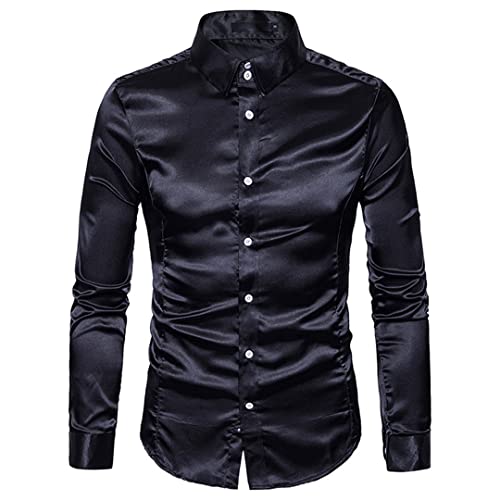 Chemises d'affaires décontractées coupe ajustée couleur unie noir M