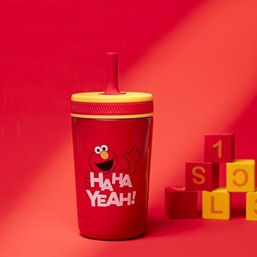 Image of Zak Designs Sesame Street Kelso Toddler Cups For Travel or At Home, 12oz Vacuum Insulated Stainless Steel Sippy Cup With Leak-Proof Design is Perfect For Kids (Elmo)