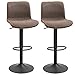 Lot de 2 tabourets de Bar Vintage réglable pivotant avec Repose-Pied PU Marron surpiqûre Orange