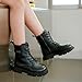 Cathalem black boots for girls Girls Combat Boots Fashion Ankle Booties Side Zipper Lace Up Waterproof Riding Boots Punk Goth Non Slip Lug Sole Ankle Boot Fall Winter Spring 4-11 Years