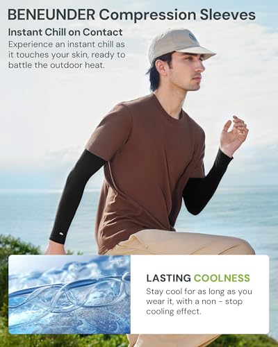 BENEUNDER UPF 50+ Arm Sleeves for Men Women Cooling UV Sun Protection Sports Compression Tattoo Cover Up3