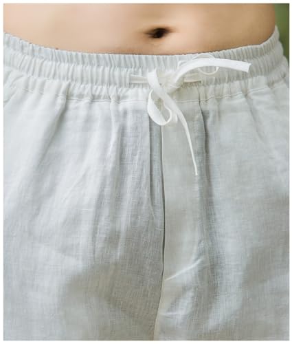Men's Drawstring Pants Elastic Waist Casual Summer Linen Pant Breathable Loose Jogger Yoga Pants2