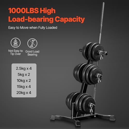 VEVOR Weight Plate Rack, L Frame Weight Plate Tree for 2-Inch Weight Plates, Standard Weight Plate Tree, 1000 lbs Load Capacity Weight Storage Holder, Home Gym Barbell Rack Storage Stand, Black - Image 2