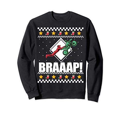 BRAAAP! Moto Ugly Christmas Sweater Motocross Meme Felpa