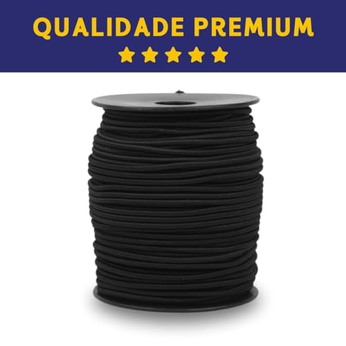 Elástico Roliço Colorido - 2,2mm - 50 Metros- Cor Preto 310 Nybc