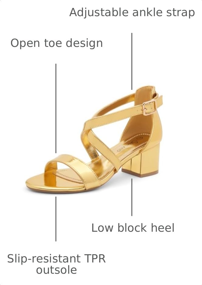 Image of Shoe Land SL-LESSA Women's Low Heels Open Toe Dress Heeled Sandals Cross Ankle Strap Chunky Block Short Heel Pumps Shoes for Office Prom Wedding Party