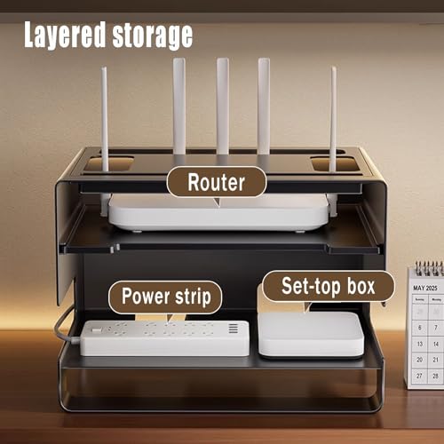 Rangement la maison efficace avec boîte pour routeur WiFi et décodeur de salon - 6