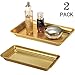Vintage Farmhouse Decor Metal Vanity Tray(2 Pack),Countertop Guest Hand Towel Storage Organizer Tray Dispenser, Sturdy Holder for Perfume,Cosmetics, Jewelry, Makeup Bathroom Organizer（Gold）