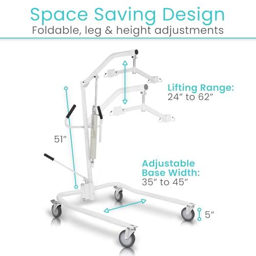 Vive Lightweight Hydraulic Patient Lift for Home Use - Portable Lift Assist System for Elderly and Disabled - Medical Transfer Aid for Floor, Falls, Car, Wheelchair & Bed - Sit to Stand Lift - Thumbnail 6