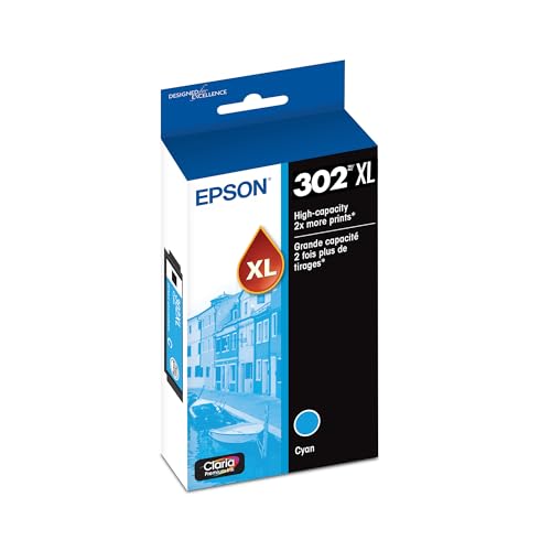 Image of Epson 302 Claria Premium Ink High Capacity Cyan Cartridge (T302XL220-S) Works with Expression XP-6000, 6100