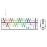 Havit 60% Wireless Mechanical Keyboard and Wired Mouse, Bluetooth 5.1 & Type C Wired 68 Keys Gaming Keyboard Brown Switch,Programmable Gaming Mouse for Multi-Device PC Laptop Gamer (White)