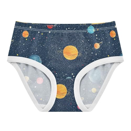 ZZKKO Universe Planet Girls Underwear Toddler Panties for Girls Comfort Brief Size 2T-8Y