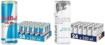 Red Bull Energy Drink, Sugar Free, 250 ml 24 Pack, 250 ml x 24 Pieces and Red Bull Energy Drink, Coconut and Acai 250 ml 24 Pack, 250 ml x 24 Pieces