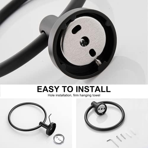 SetSail Towel Holder for Bathroom Wall Towel Ring, Matte Black - 4
