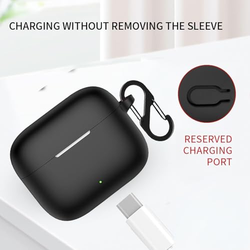 Image of Anvique Silicone Protective Case Cover for Oppo Enco Buds 3 Pro, Earbuds Accessories (Black S)